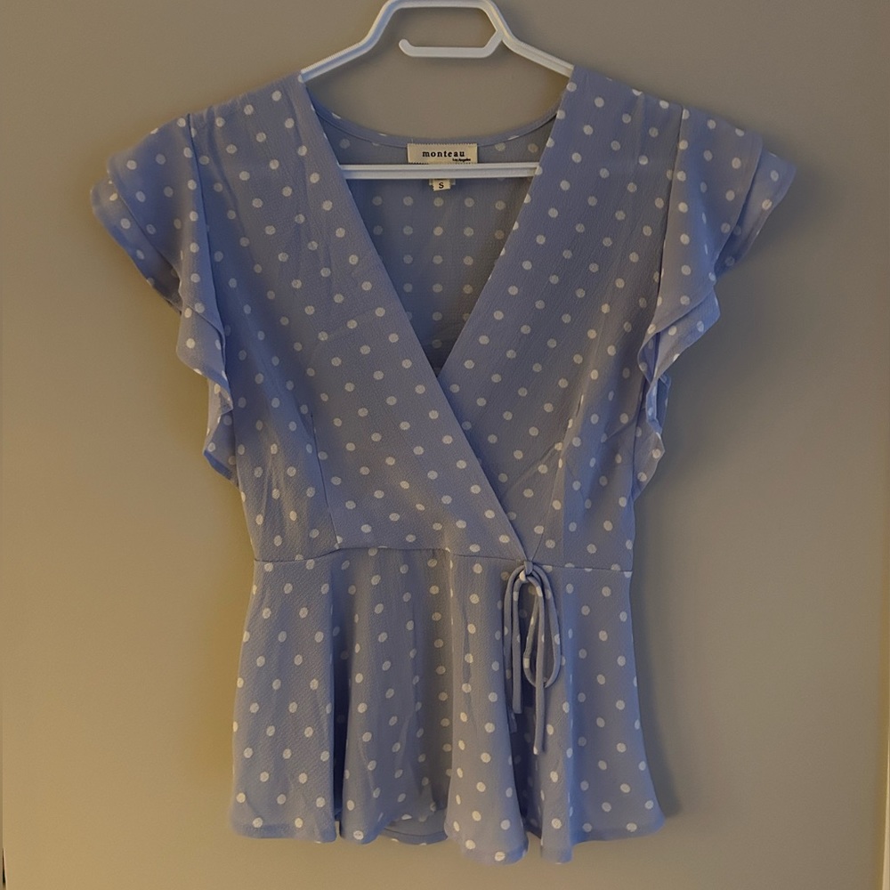 Blue Polka Dot Top